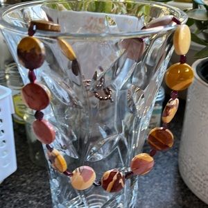 January Birthstone Mookaite & Garnet necklace copper toggle